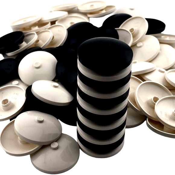 Lego Round Black & White Specialty Cap Plates 2x2 - 75 Pcs - A514 - Picture 9 of 10